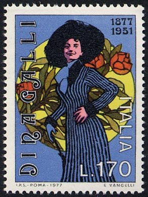 Francobollo Usato Rep. Italiana 1977 CENTENARIO DELLA NASCITA DI DINA GALLI