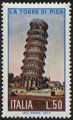 Francobollo Usato Rep. Italiana 1973 TORRE DI PISA