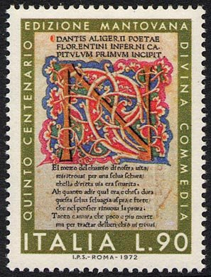 Francobollo Usato Rep. Italiana 1972 5^ CENTENARIO DELLE PRIME TRE EDIZIONI DELLA DIVINA COMMEDIA 90 Lire Francobollo Usato Rep. Italiana 1972 5^ CENTENARIO DELLE PRIME TRE EDIZIONI DELLA DIVINA COMMEDIA 90 Lire