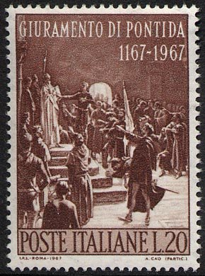 Francobollo Usato Rep. Italiana 1967 8^ CENTENARIO DEL GIURAMENTO DI PONTIDA Francobollo Usato Rep. Italiana 1967 8^ CENTENARIO DEL GIURAMENTO DI PONTIDA