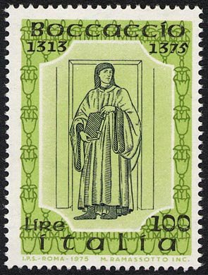 Francobollo Usato Rep. Italiana 1975 6^ CENTENARIO DELLA MORTE DI GIOVANNI BOCCACCIO 100 Lire