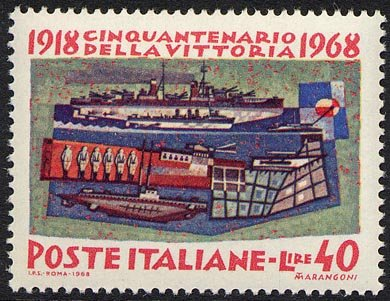 Francobollo Usato Rep. Italiana 1968 50^ ANNIVERSARIO DELLA VITTORIA 40 Lire