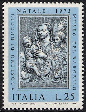 Francobollo Usato Rep. Italiana 1973 IL SANTO NATALE '73 25 Lire