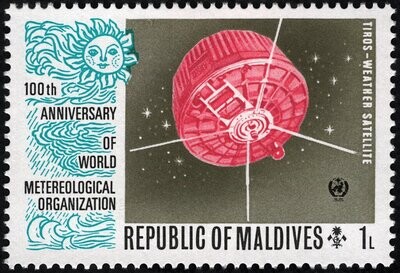 Francobollo Nuovo Maldive 1974 Centenario Cooperazione mondiale meteorologica 1 L