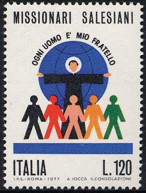 Francobollo Usato Rep. Italiana 1977 MISSIONARI SALESIANI 120 Lire