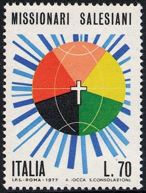 Francobollo Usato Rep. Italiana 1977 MISSIONARI SALESIANI 70 Lire