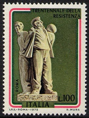 Francobollo Usato Rep. Italiana 1975 30^ ANNIVERSARIO DELLA RESISTENZA 100 Lire