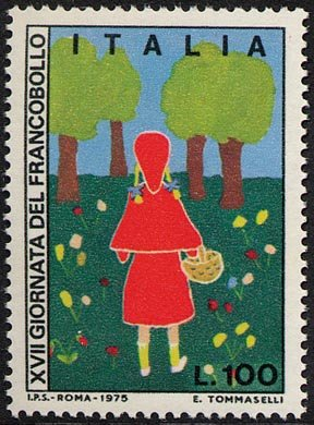 Francobollo Usato Rep. Italiana 1975 17^ GIORNATA DEL FRANCOBOLLO ' 75 100 Lire