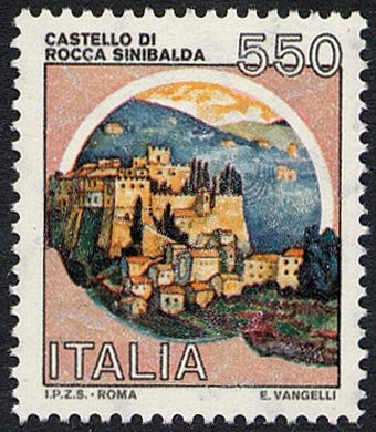 Francobollo Usato Rep. Italiana 1984 550 Lire Castello di Rocca Sinibalda
