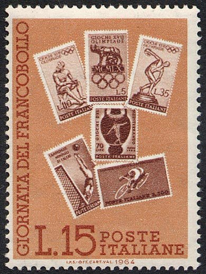 Francobollo Usato Rep. Italiana 1964 6^ GIORNATA DEL FRANCOBOLLO