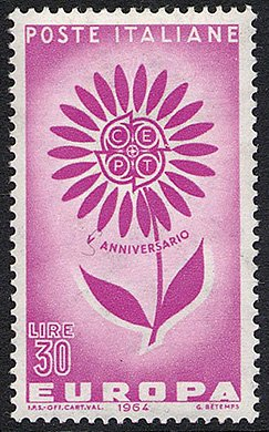Francobollo Usato Rep. Italiana 1964 EUROPA UNITA: 9^ EMISSIONE 30 Lire