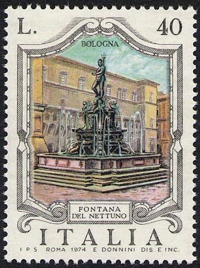 Francobollo Usato Rep. Italiana 1974 FONTANE D'ITALIA: BOLOGNA