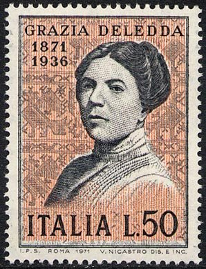 Francobollo Usato Rep. Italiana 1971 CENTENARIO DELLA NASCITA DI GRAZIA DELEDDA