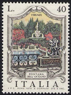 Francobollo Usato Rep. Italiana 1974 FONTANE D'ITALIA: FIRENZE
