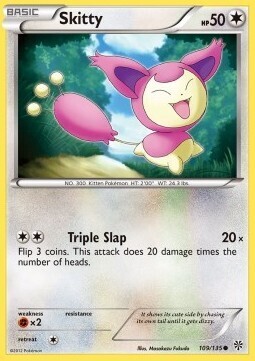 Carta pokemon Skitty (PLS 109)-Uragano Plasma-C - lingua ITA-condizione GD