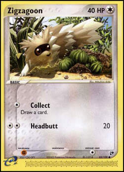 Carta pokemon Zigzagoon (SS 85)-EX Tempesta di Sabbia-C - lingua ITA-condizione LP Carta pokemon Zigzagoon (SS 85)-EX Tempesta di Sabbia-C - lingua ITA-condizione LP