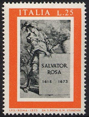 Francobollo Usato Rep. Italiana 1973 3^ CENTENARIO DELLA MORTE DI SALVATOR ROSA