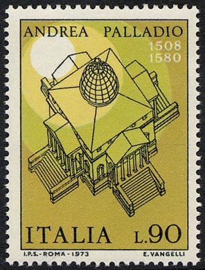 Francobollo Usato Rep. Italiana 1973 ARTE ITALIANA, ANDREA PALLADIO 90 Lire