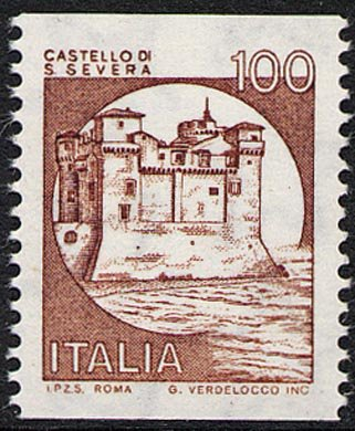 Francobollo Usato Rep. Italiana 1988 100 Lire Castello di Santa Severa