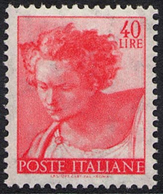 Francobollo Usato Rep. Italiana 1961 LIRE 40 MICHELANGIOLESCA