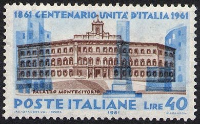 Francobollo Usato Rep. Italiana 1961 CENTENARIO DELL'UNITÀ D'ITALIA 40 Lire