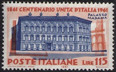 Francobollo Usato Rep. Italiana 1961 CENTENARIO DELL'UNITÀ D'ITALIA 115 Lire