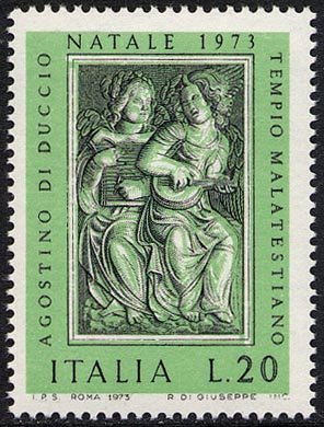 Francobollo Usato Rep. Italiana 1973 IL SANTO NATALE '73 20 Lire