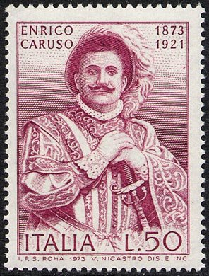 Francobollo Usato Rep. Italiana 1973 CENTENARIO DELLA NASCITA DI ENRICO CARUSO