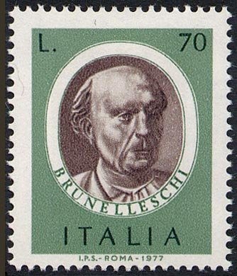 Francobollo Usato Rep. Italiana 1977 UOMINI ILLUSTRI: BRUNELLESCHI