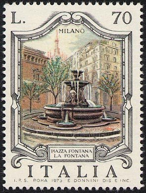 Francobollo Usato Rep. Italiana 1975 FONTANE D'ITALIA: MILANO