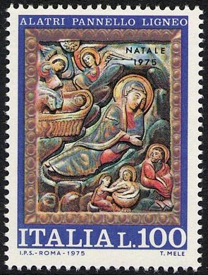 Francobollo Usato Rep. Italiana 1975 IL SANTO NATALE '75 100 Lire