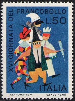 Francobollo Usato Rep. Italiana 1974 16^ GIORNATA DEL FRANCOBOLLO '74 50 Lire
