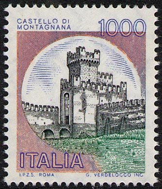 Francobollo Usato Rep. Italiana 1980 1000 Lire Castello di Montagnana