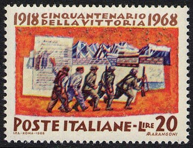 Francobollo Usato Rep. Italiana 1968 50^ ANNIVERSARIO DELLA VITTORIA 20 Lire