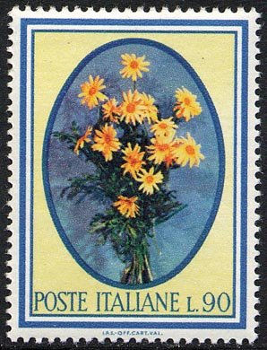 Francobollo Usato Rep. Italiana 1966 FLORA: 1^ EMISSIONE 90 Lire Margherite