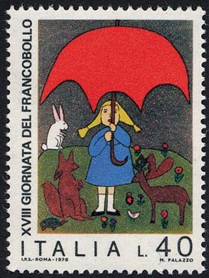 Francobollo Usato Rep. Italiana 1976 18^ GIORNATA DEL FRANCOBOLLO 40 Lire