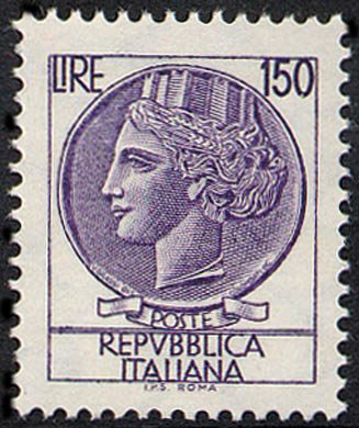 Francobollo Usato Rep. Italiana 1976 LIRE 150 SIRACUSANA Ⓕ Ⓥ