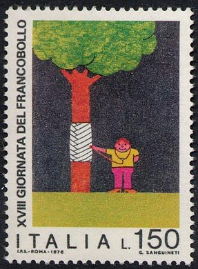 Francobollo Usato Rep. Italiana 1976 18^ GIORNATA DEL FRANCOBOLLO 150 Lire
