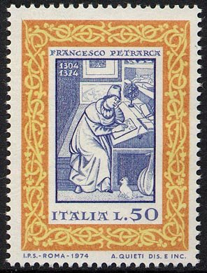 Francobollo Usato Rep. Italiana 1974 6^ CENTENARIO DELLA MORTE DI FRANCESCO PETRARCA 50 Lire