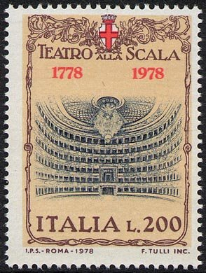 Francobollo Usato Rep. Italiana 1978 BICENTENARIO DELLA COSTRUZIONE DEL TEATRO ALLA SCALA 200 Lire Francobollo Usato Rep. Italiana 1978 BICENTENARIO DELLA COSTRUZIONE DEL TEATRO ALLA SCALA 200 Lire