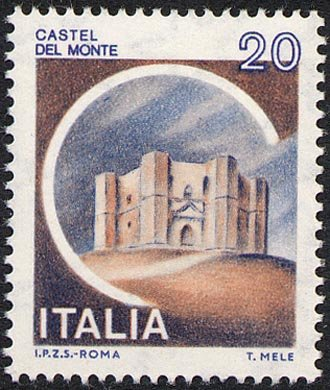 Francobollo Usato Rep. Italiana 1980 20 Lire Castel del Monte ad Andria