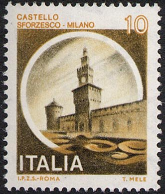 Francobollo Usato Rep. Italiana 1980 10 Lire Castello Sforzesco Milano