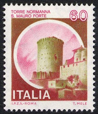 Francobollo Usato Rep. Italiana 1980 60 Lire Torre Normanna a San Mauro Forte