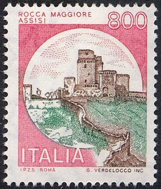 Francobollo Usato Rep. Italiana 1980 800 Lire Rocca Maggiore ad Assisi