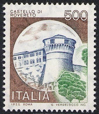 Francobollo Usato Rep. Italiana 1980 500 Lire Castello di Rovereto