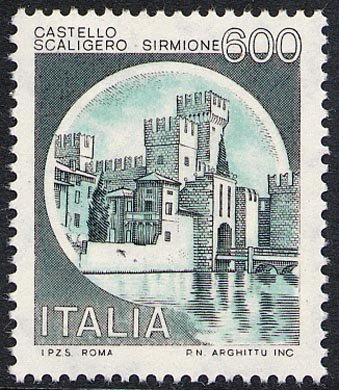Francobollo Usato Rep. Italiana 1980 600 Lire Castello Scaligero a Sirmione
