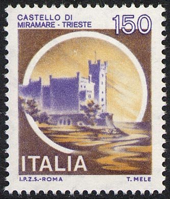 Francobollo Usato Rep. Italiana 1980 150 Lire Castello di Miramare a Trieste