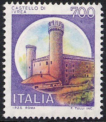 Francobollo Usato Rep. Italiana 1980 700 Lire Castello di Ivrea