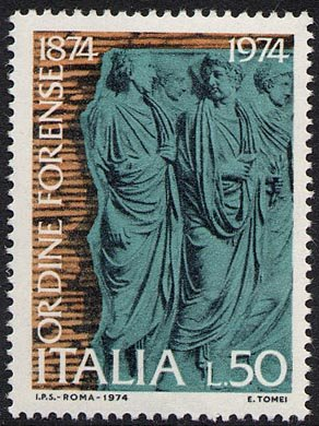 Francobollo Usato Rep. Italiana 1974 CENTENARIO DELL'ORDINE FORENSE 50 Lire