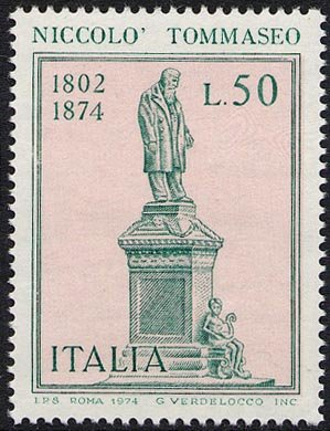 Francobollo Usato Rep. Italiana 1974 CENTENARIO DELLA MORTE DI NICCOLÒ TOMMASEO